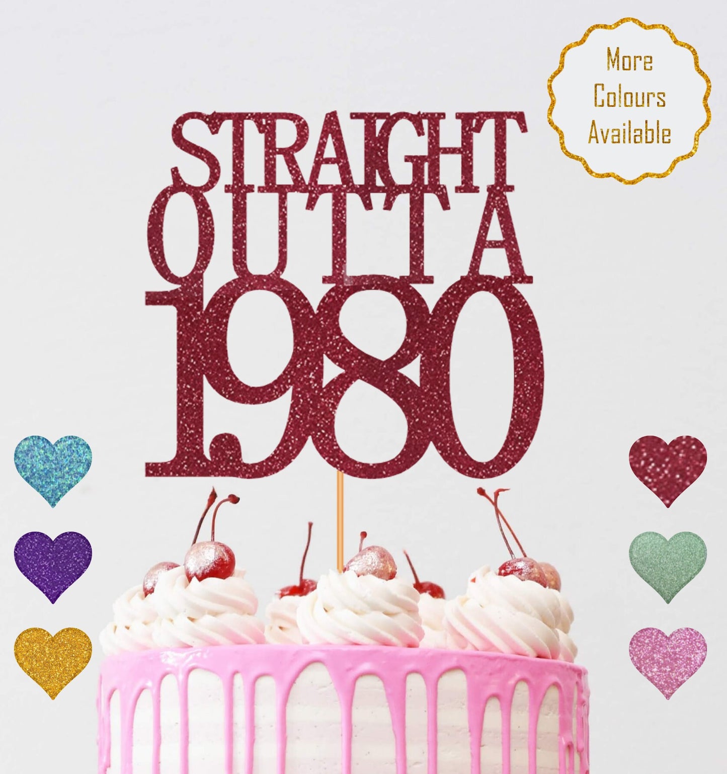 Straight Outta 1980 Cake Topper, Birthday Cake Topper, Straight Outta Cake Topper, 1980 Cake Topper, Birthday Cake Topper