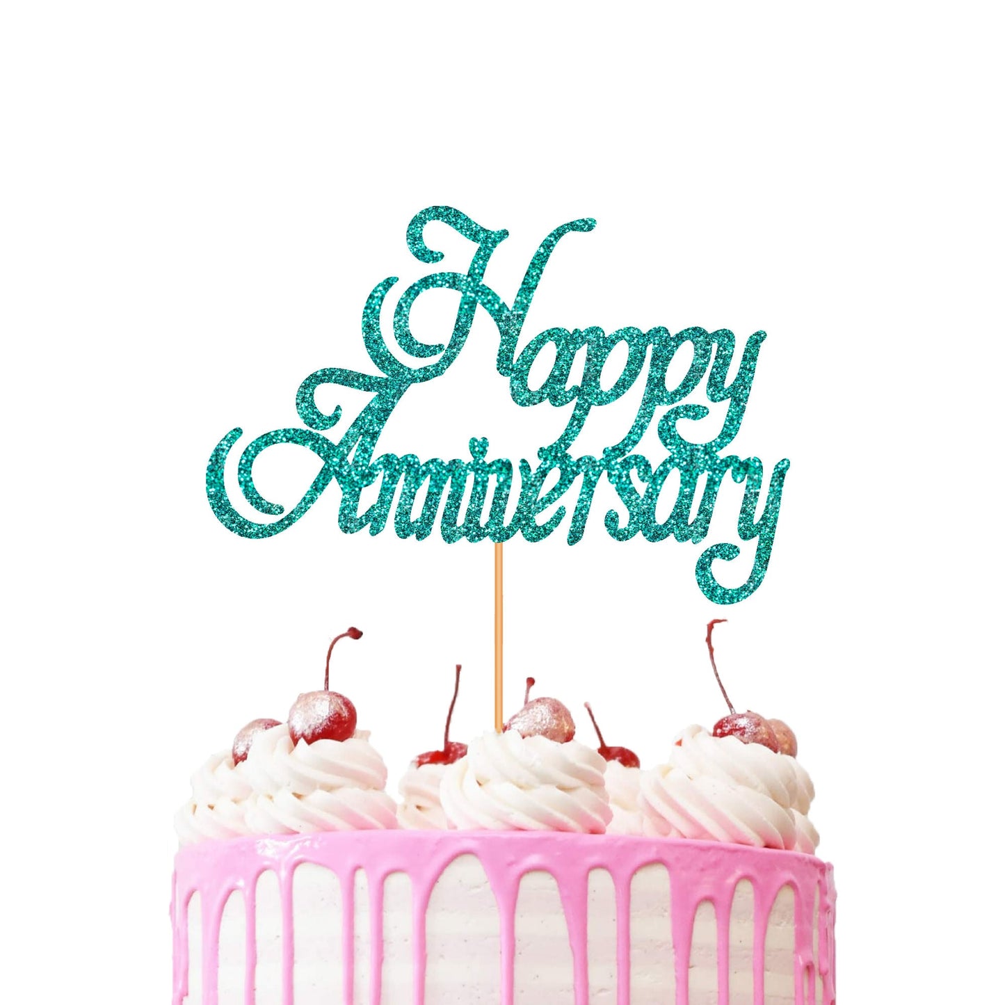 HAPPY ANNIVERSARY Cake Topper Glitter Cardstock Party Favour Party Decoration Cake Toppers, Double Sided