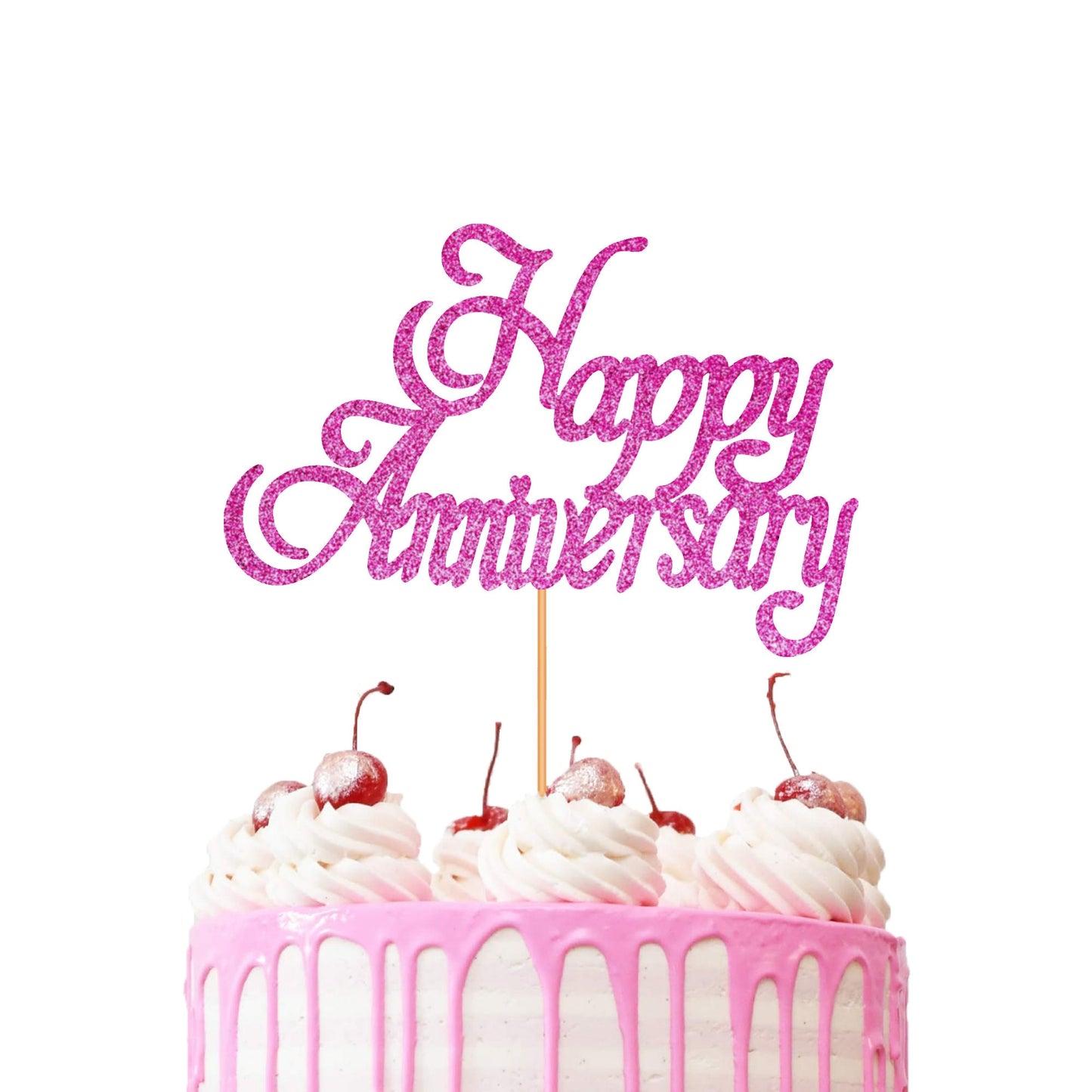 HAPPY ANNIVERSARY Cake Topper Glitter Cardstock Party Favour Party Decoration Cake Toppers, Double Sided