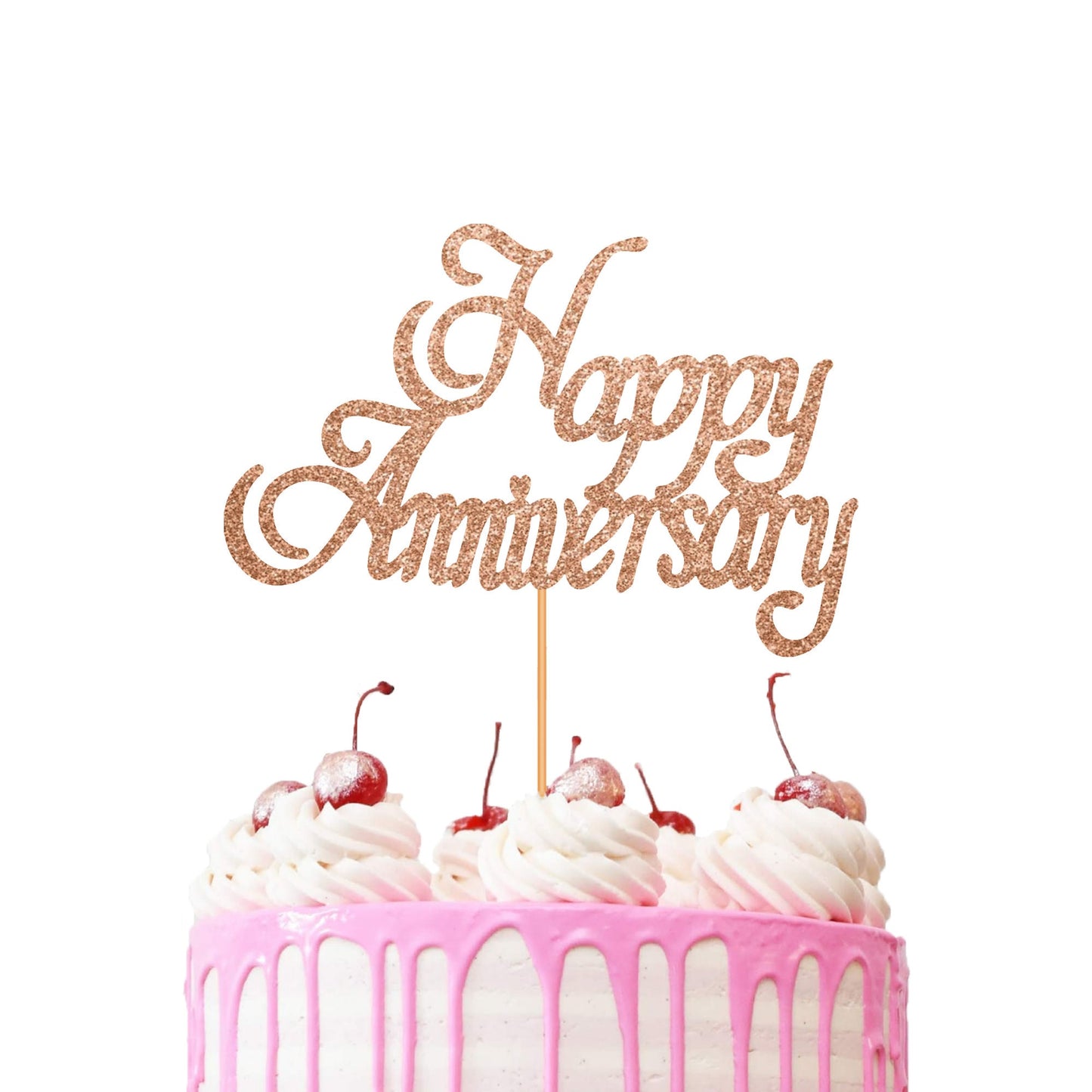 HAPPY ANNIVERSARY Cake Topper Glitter Cardstock Party Favour Party Decoration Cake Toppers, Double Sided