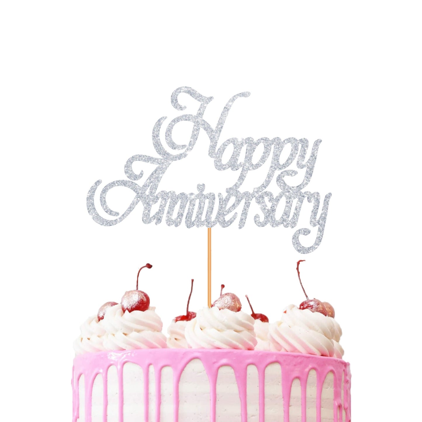 HAPPY ANNIVERSARY Cake Topper Glitter Cardstock Party Favour Party Decoration Cake Toppers, Double Sided
