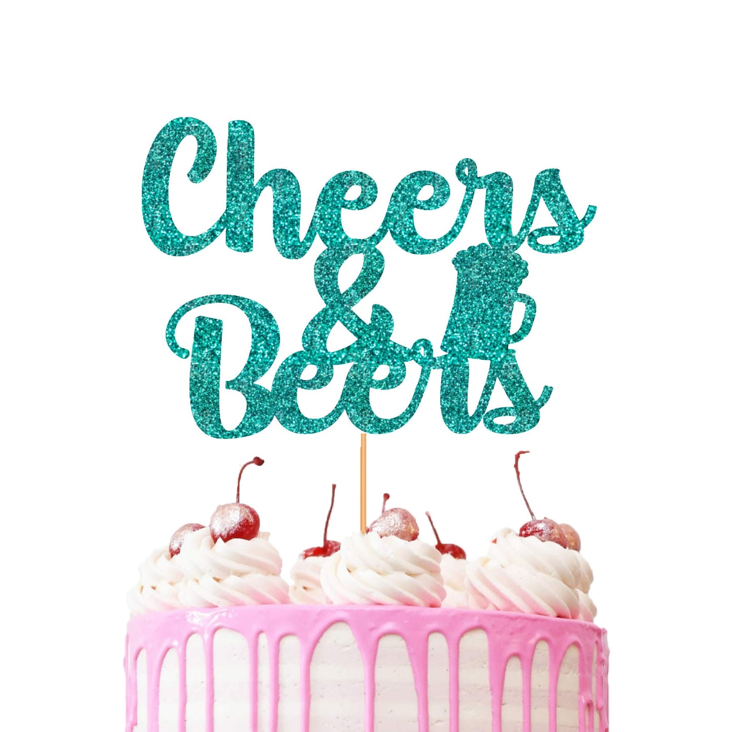 Cheers and Beers Cake Topper | Adult Cake Topper | Non-Shed Glitter Cardstock | Double Sided 500gsm | Beer Cake Topper
