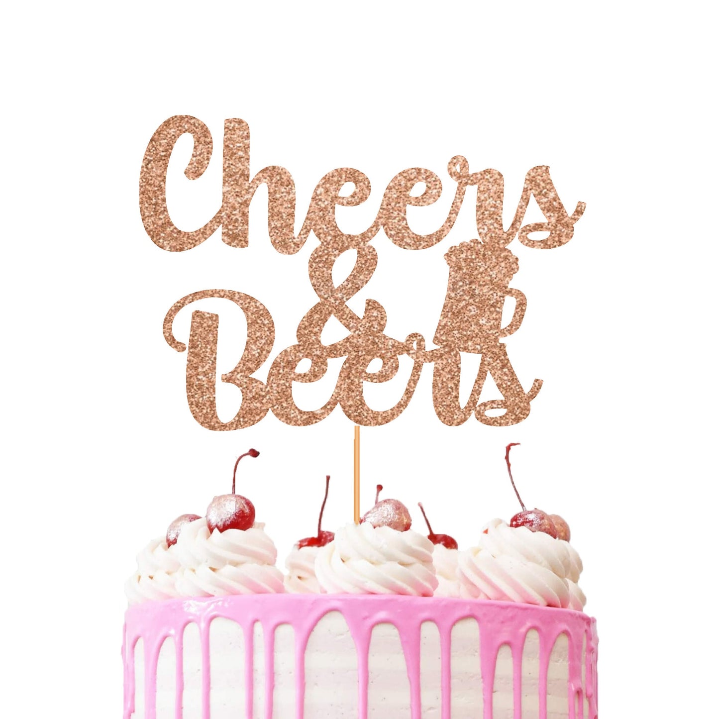 Cheers and Beers Cake Topper | Adult Cake Topper | Non-Shed Glitter Cardstock | Double Sided 500gsm | Beer Cake Topper
