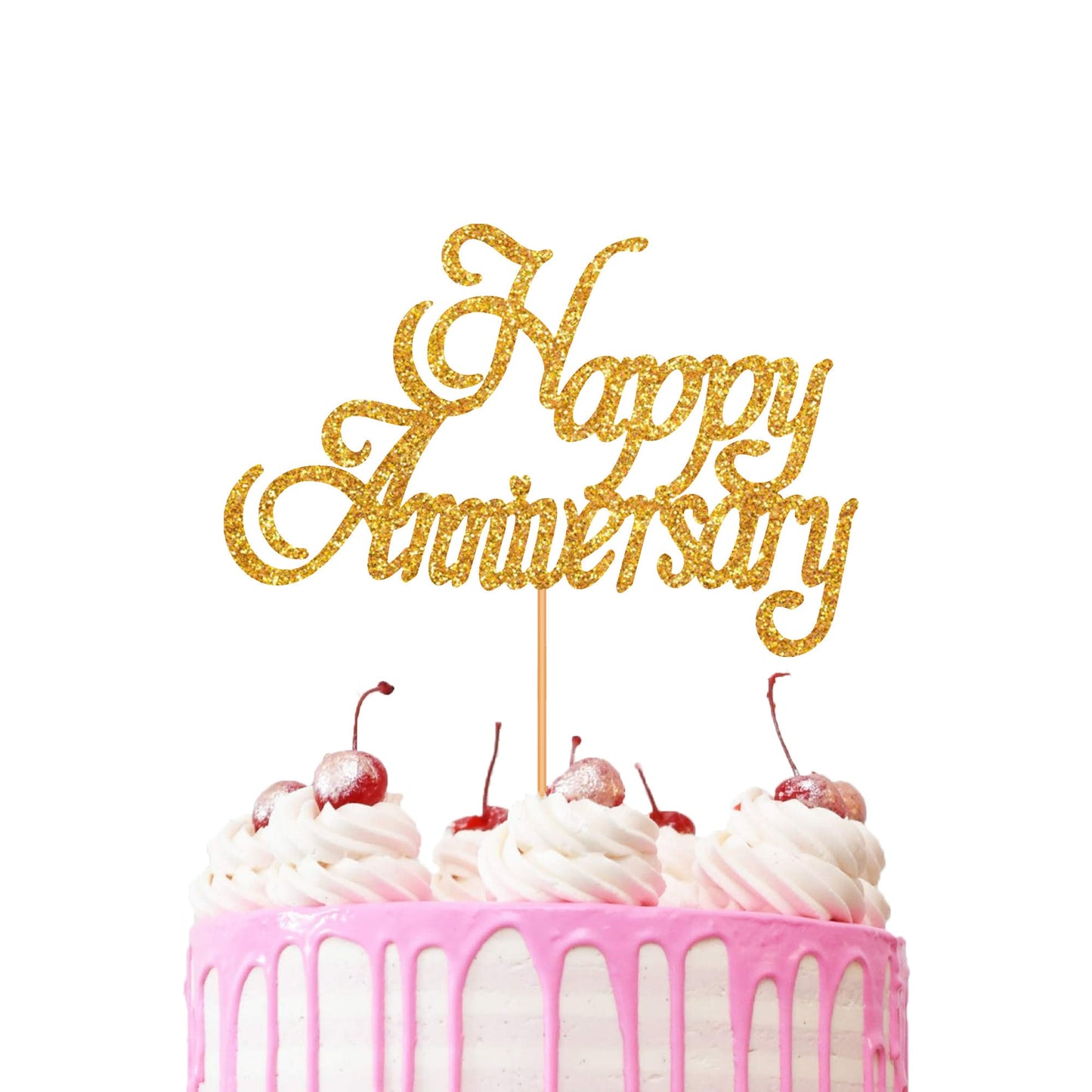 HAPPY ANNIVERSARY Cake Topper Glitter Cardstock Party Favour Party Decoration Cake Toppers, Double Sided