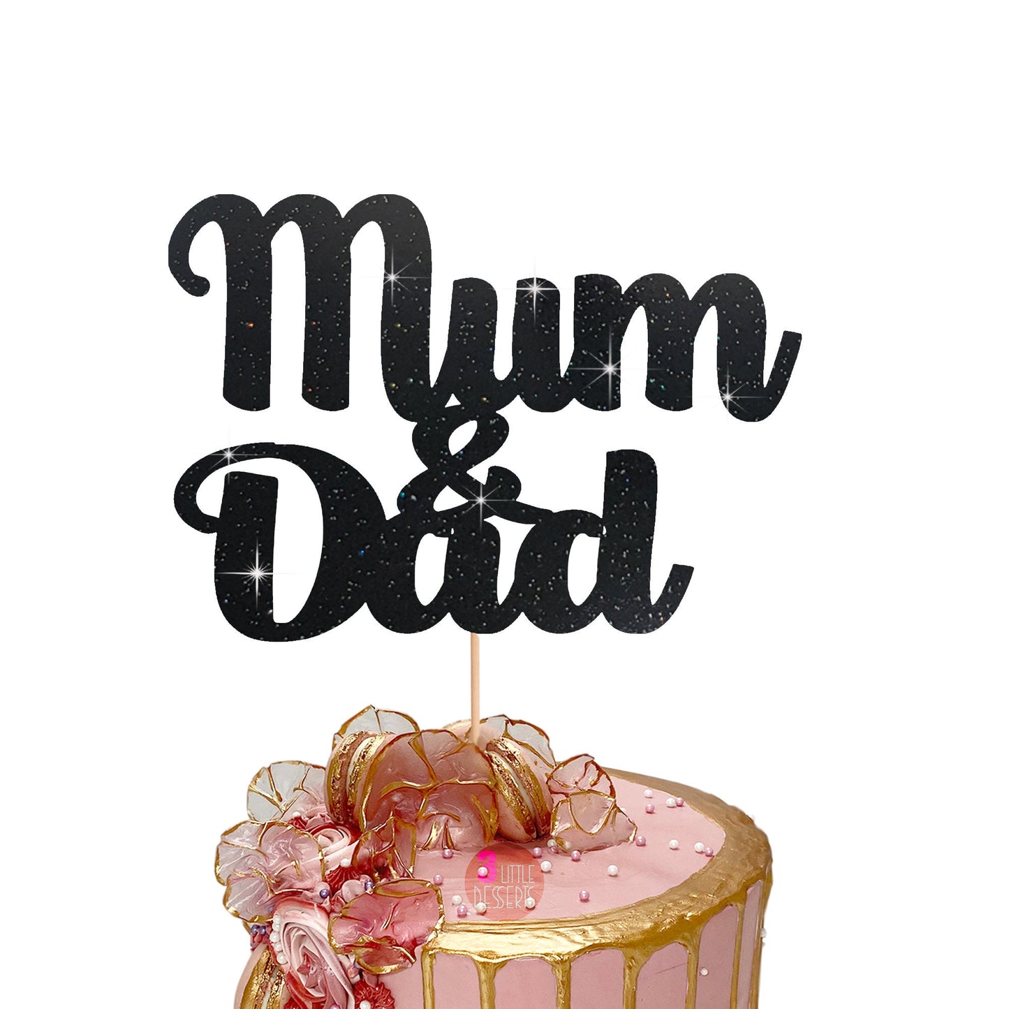 Birthday Cake Topper for Mum and Dad, Birthday Decoration, Mum and Dad Cake Topper, Cake Topper Glitter Cake Topper, Double Sided