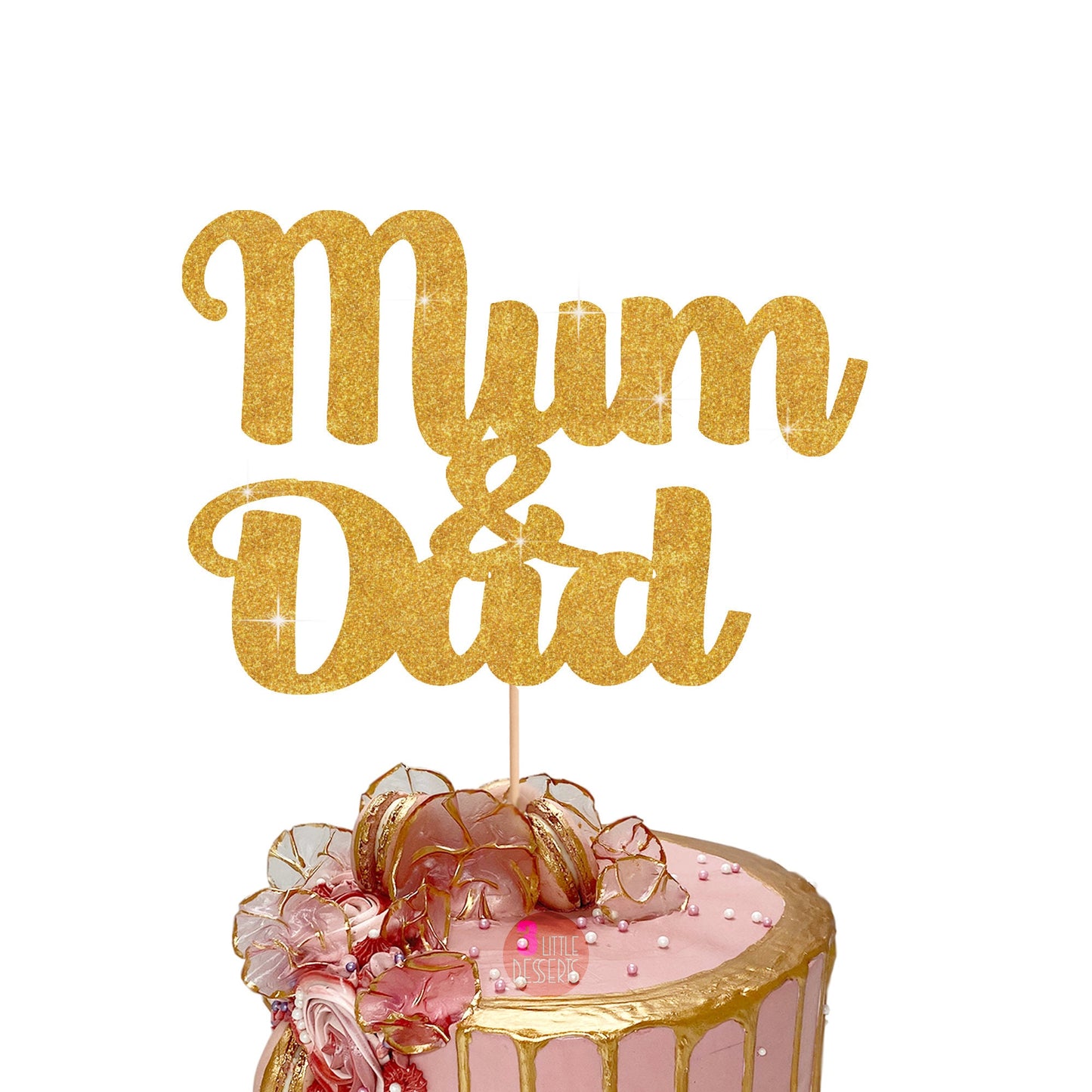 Birthday Cake Topper for Mum and Dad, Birthday Decoration, Mum and Dad Cake Topper, Cake Topper Glitter Cake Topper, Double Sided