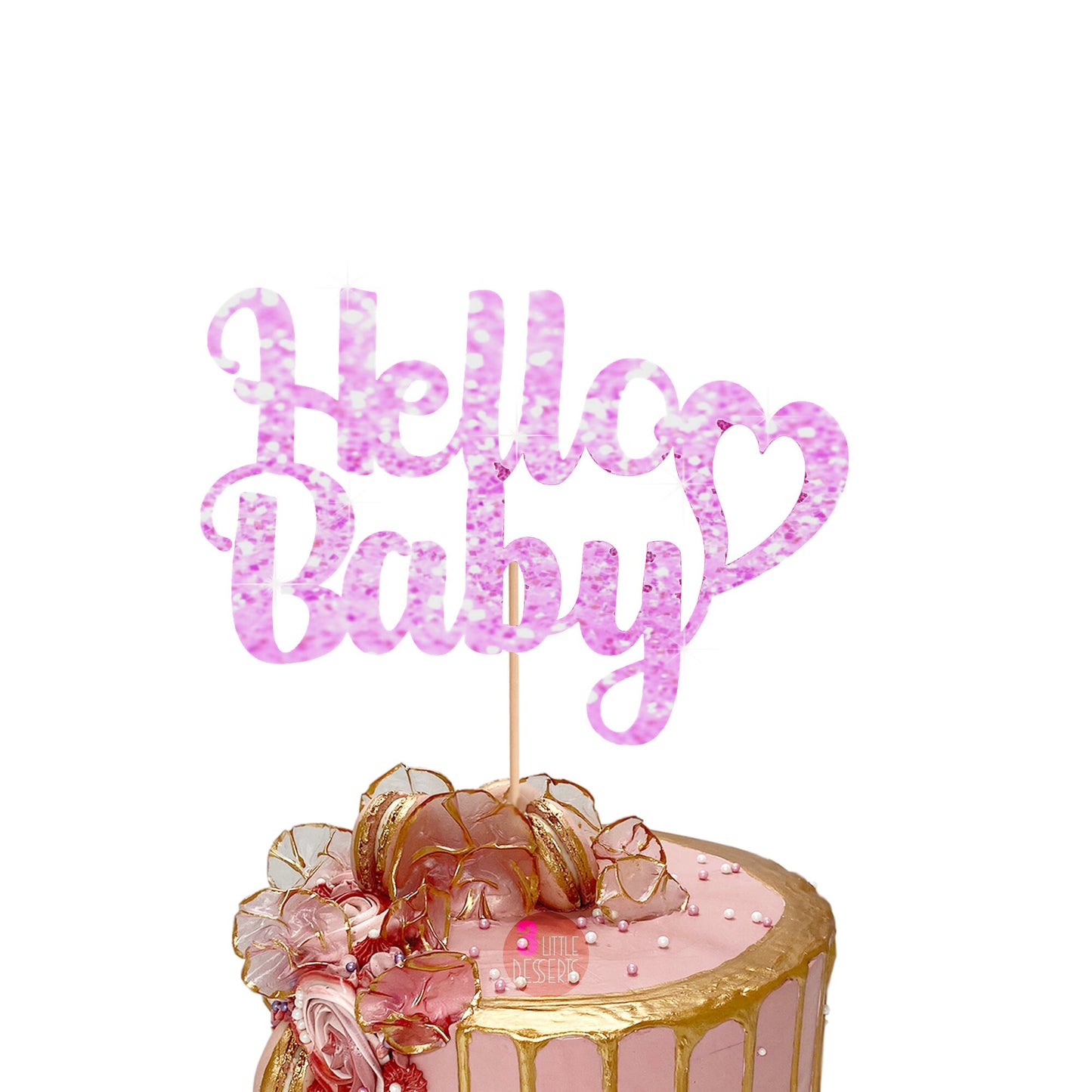 Hello Baby Cake Topper, Baby Shower Cake Topper, Gender Reveal, Baby Shower Decoration, Baby Shower Decor, Glitter Cake Topper, Double Sided