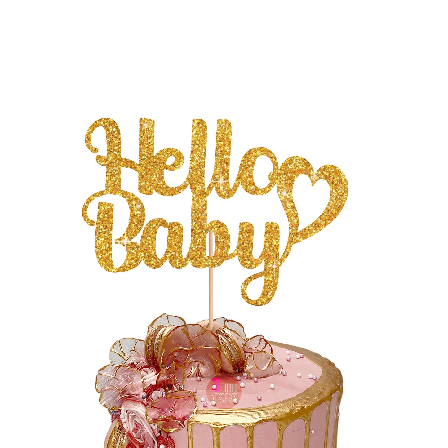 Hello Baby Cake Topper, Baby Shower Cake Topper, Gender Reveal, Baby Shower Decoration, Baby Shower Decor, Glitter Cake Topper, Double Sided