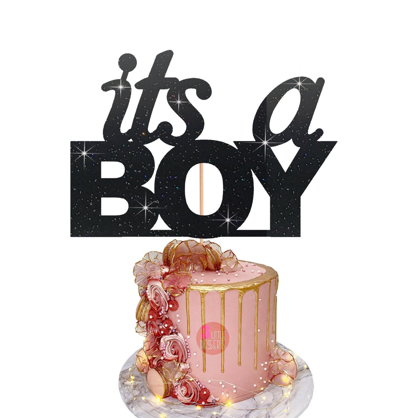 It’s A Boy Cake Topper, Cake Topper, Baby Shower Cake Topper, Baby Shower Décor, Baby Boy Cake Topper, Glitter Cake Topper, Double Sided