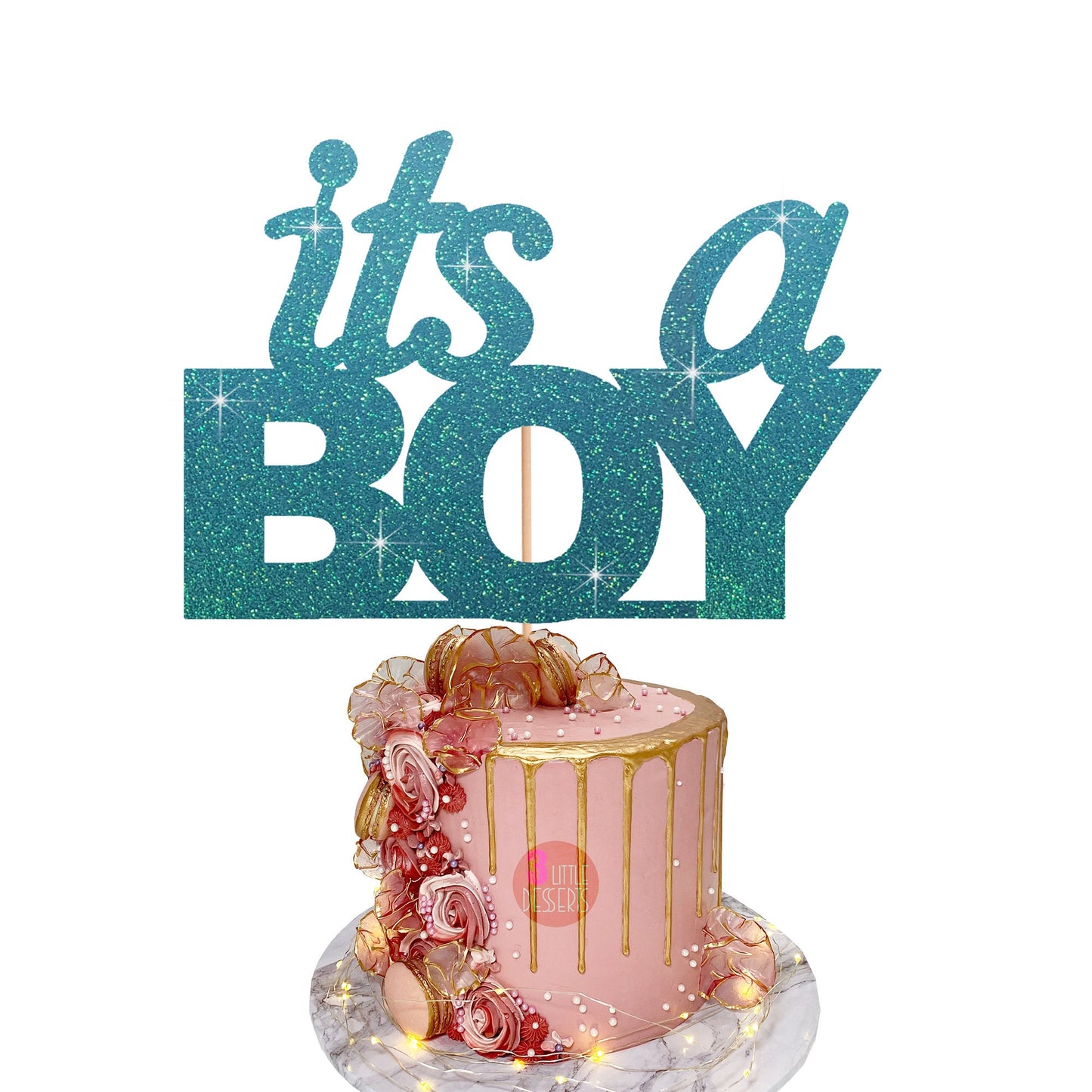 It’s A Boy Cake Topper, Cake Topper, Baby Shower Cake Topper, Baby Shower Décor, Baby Boy Cake Topper, Glitter Cake Topper, Double Sided