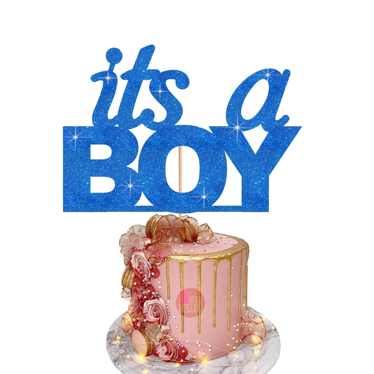 It’s A Boy Cake Topper, Cake Topper, Baby Shower Cake Topper, Baby Shower Décor, Baby Boy Cake Topper, Glitter Cake Topper, Double Sided