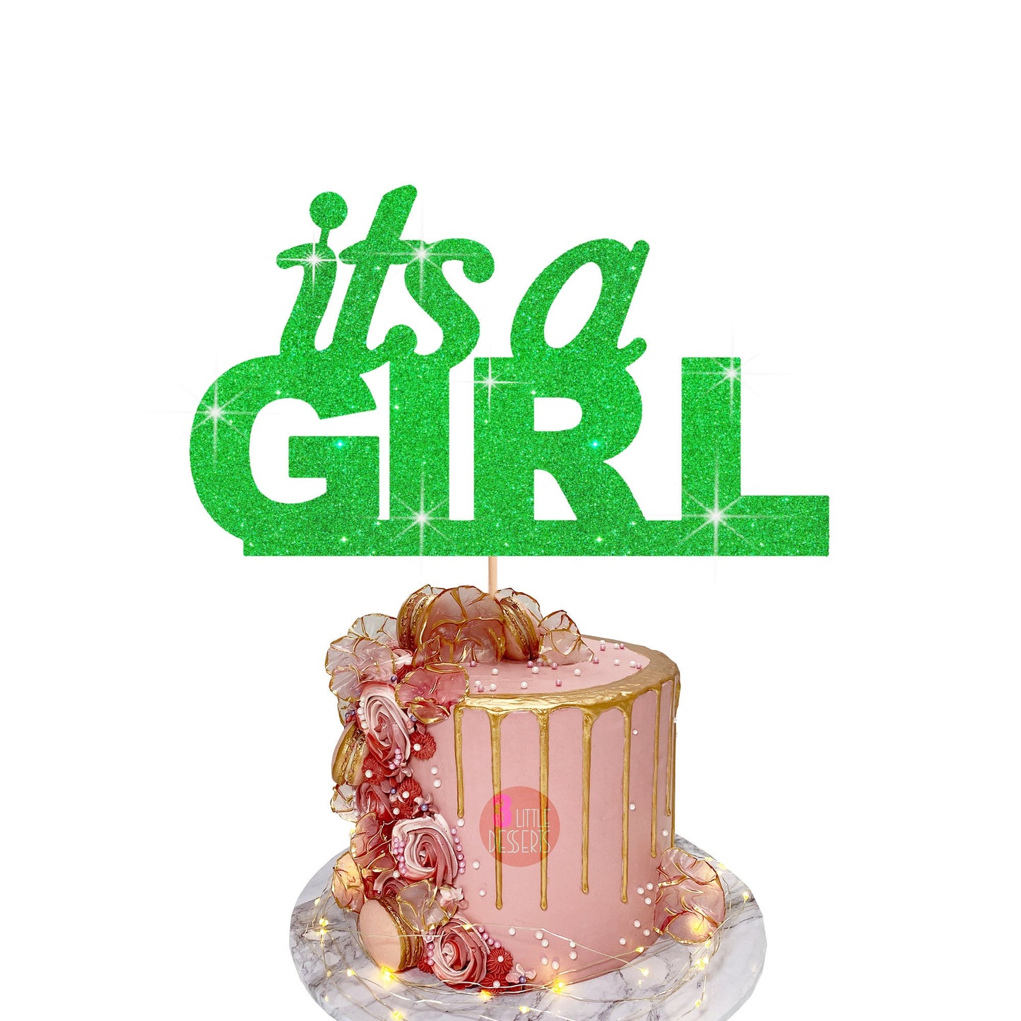 It’s a Girl cake topper, Cake Topper, Baby Shower Cake Topper, Baby Shower Décor, Baby Girl Cake Topper, Glitter Cake Topper, Double Sided