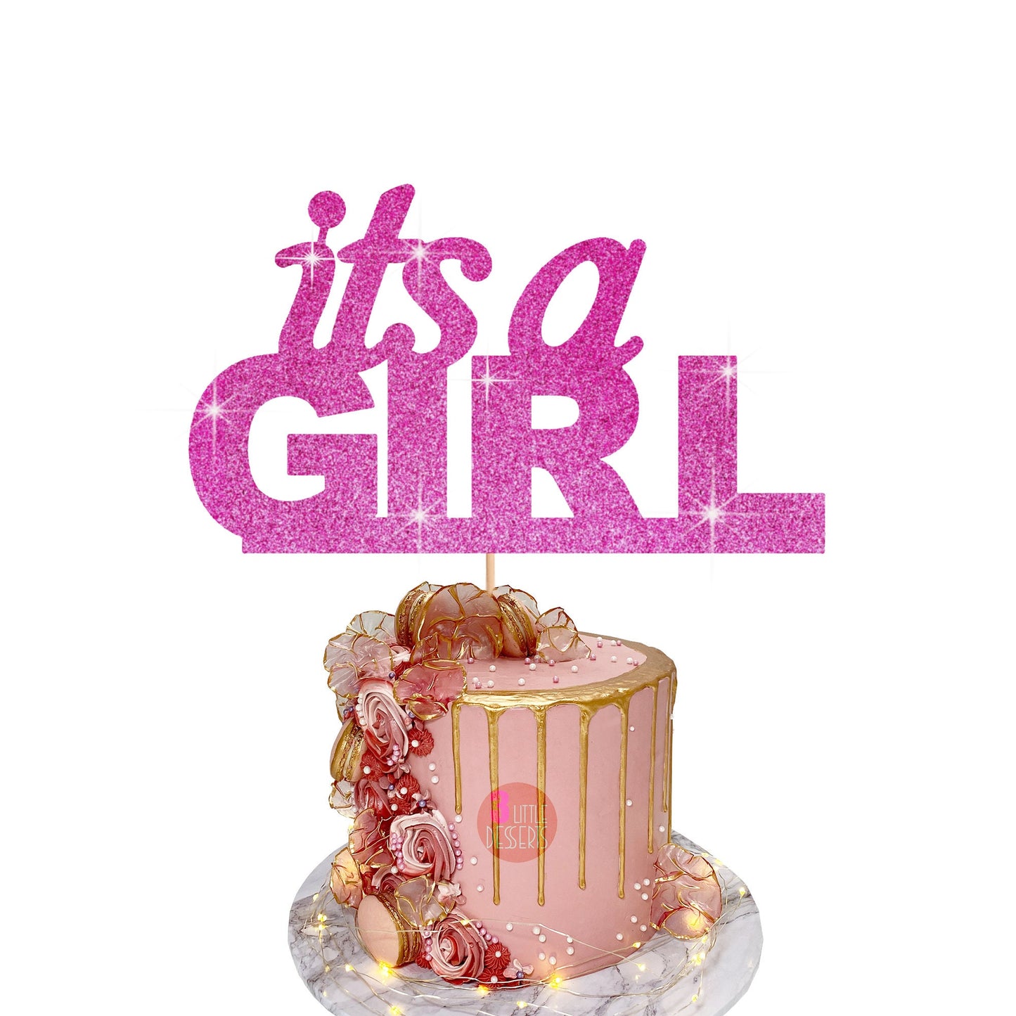 It’s a Girl cake topper, Cake Topper, Baby Shower Cake Topper, Baby Shower Décor, Baby Girl Cake Topper, Glitter Cake Topper, Double Sided