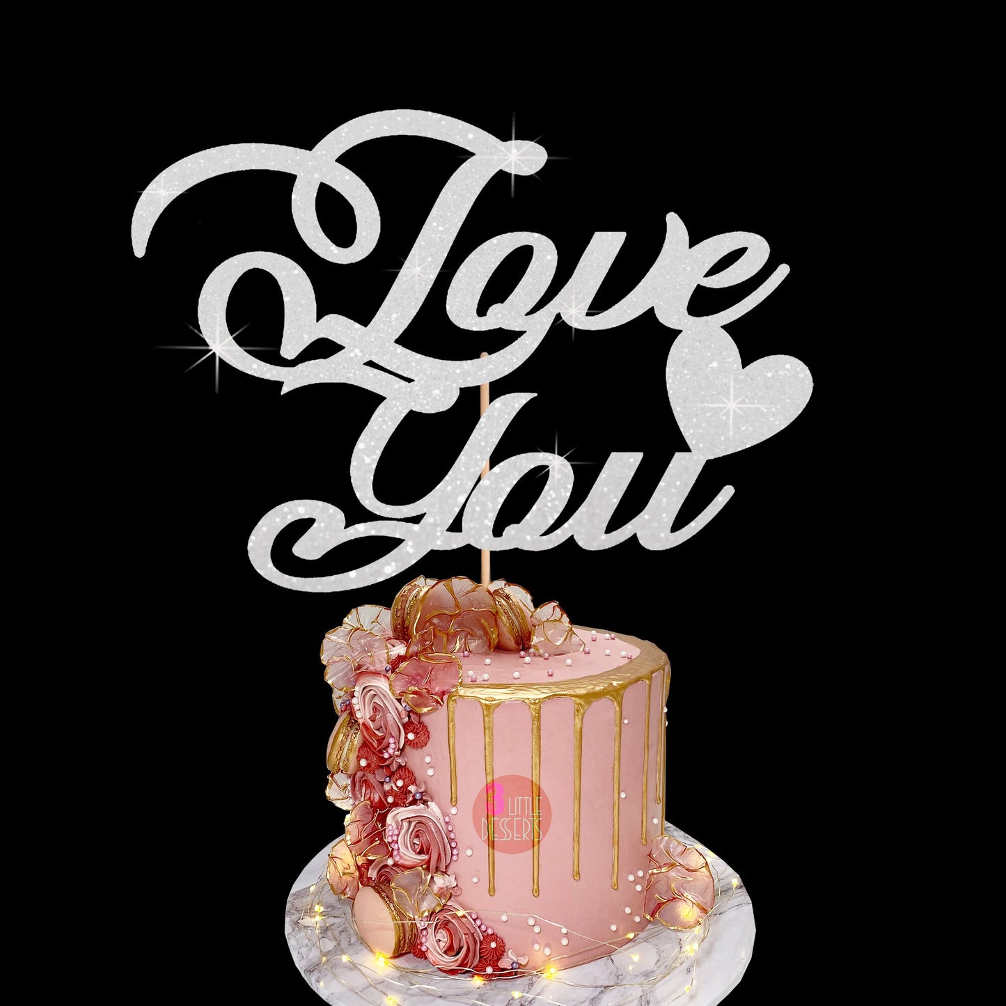 Valentines Day Cake Topper, Love You Cake Topper, Double Sided