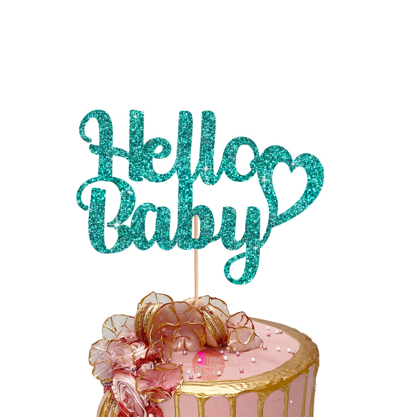 Hello Baby Cake Topper, Baby Shower Cake Topper, Gender Reveal, Baby Shower Decoration, Baby Shower Decor, Glitter Cake Topper, Double Sided