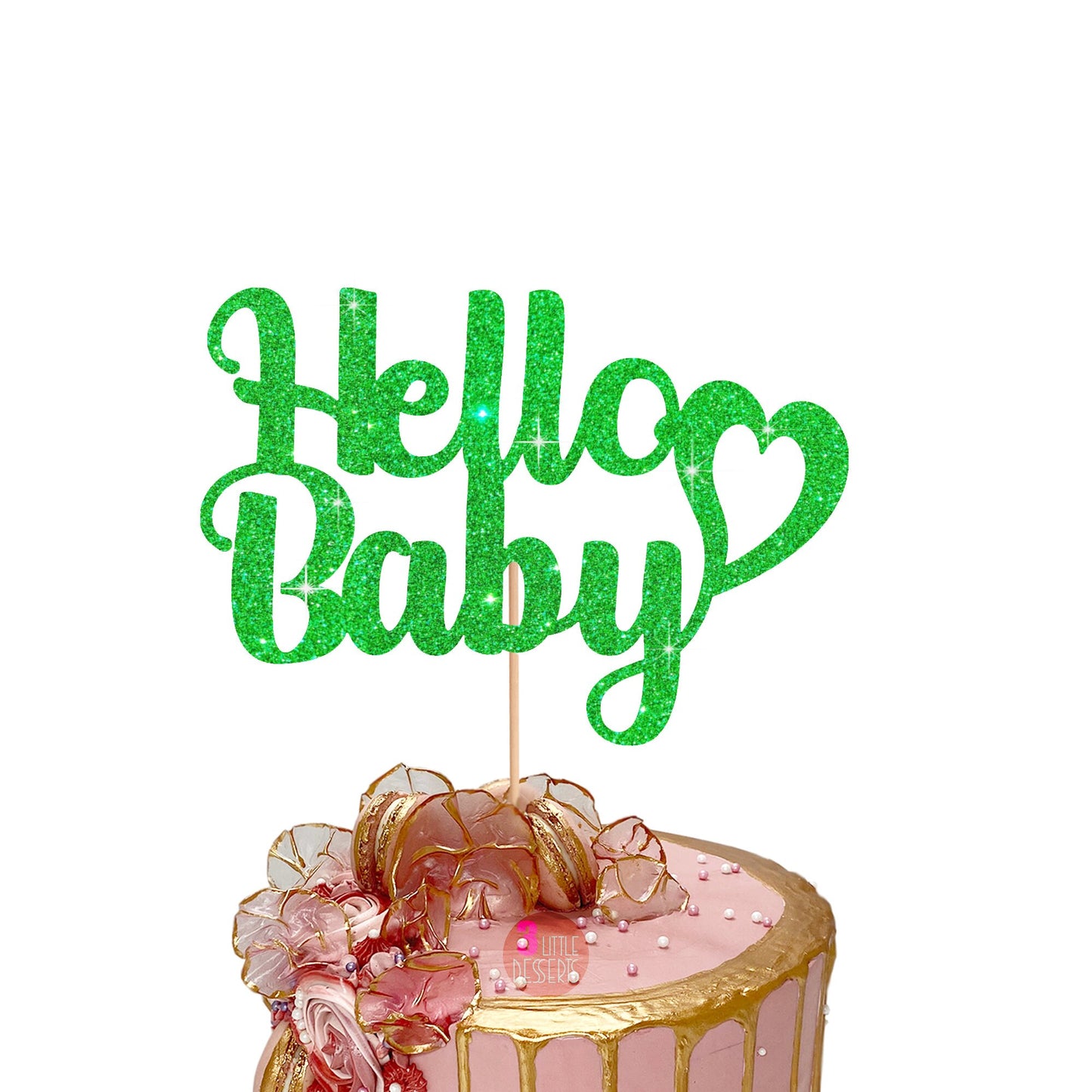 Hello Baby Cake Topper, Baby Shower Cake Topper, Gender Reveal, Baby Shower Decoration, Baby Shower Decor, Glitter Cake Topper, Double Sided