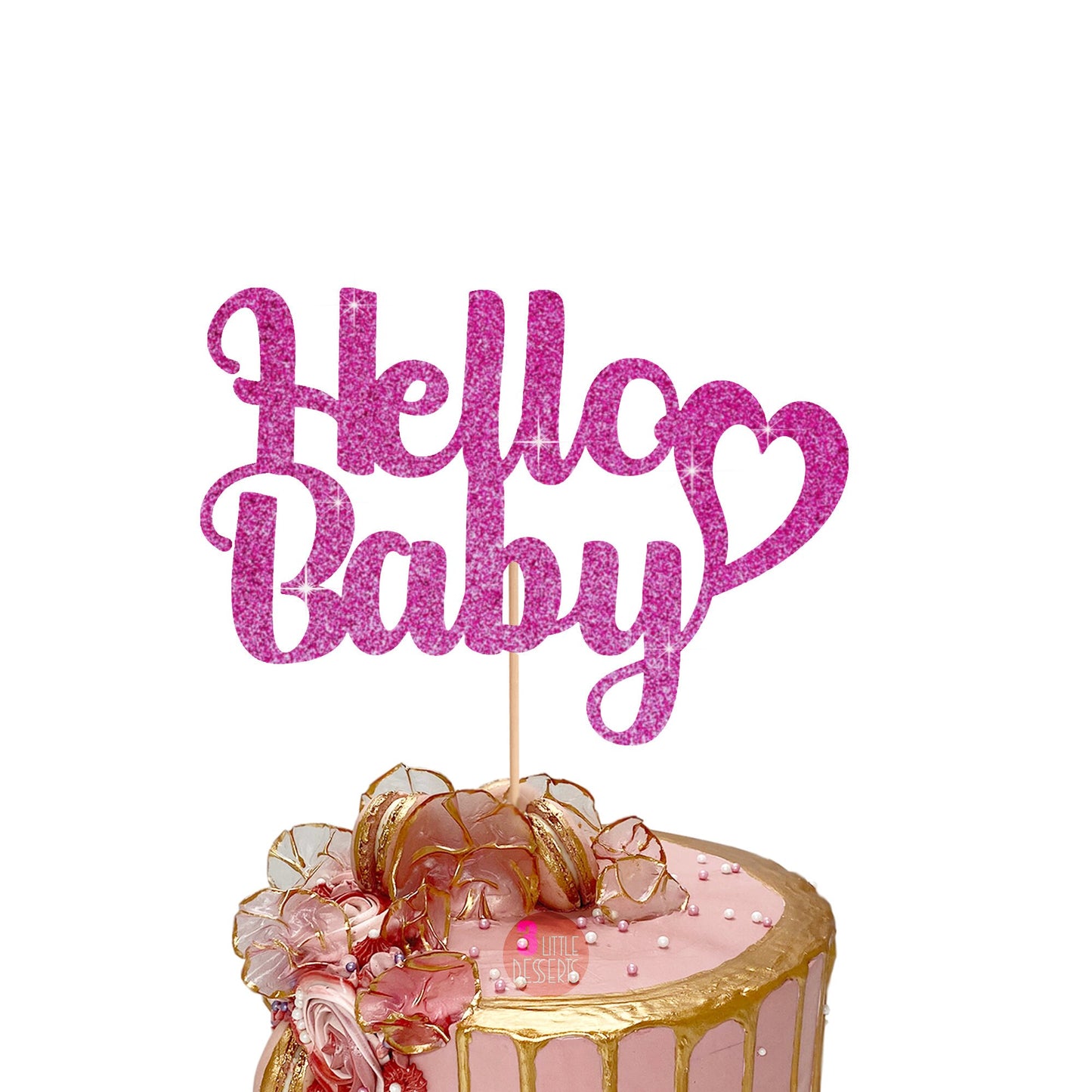 Hello Baby Cake Topper, Baby Shower Cake Topper, Gender Reveal, Baby Shower Decoration, Baby Shower Decor, Glitter Cake Topper, Double Sided