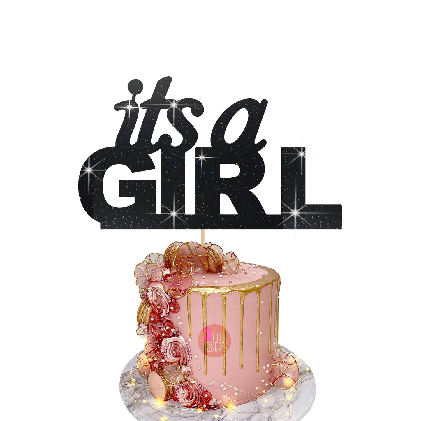 It’s a Girl cake topper, Cake Topper, Baby Shower Cake Topper, Baby Shower Décor, Baby Girl Cake Topper, Glitter Cake Topper, Double Sided