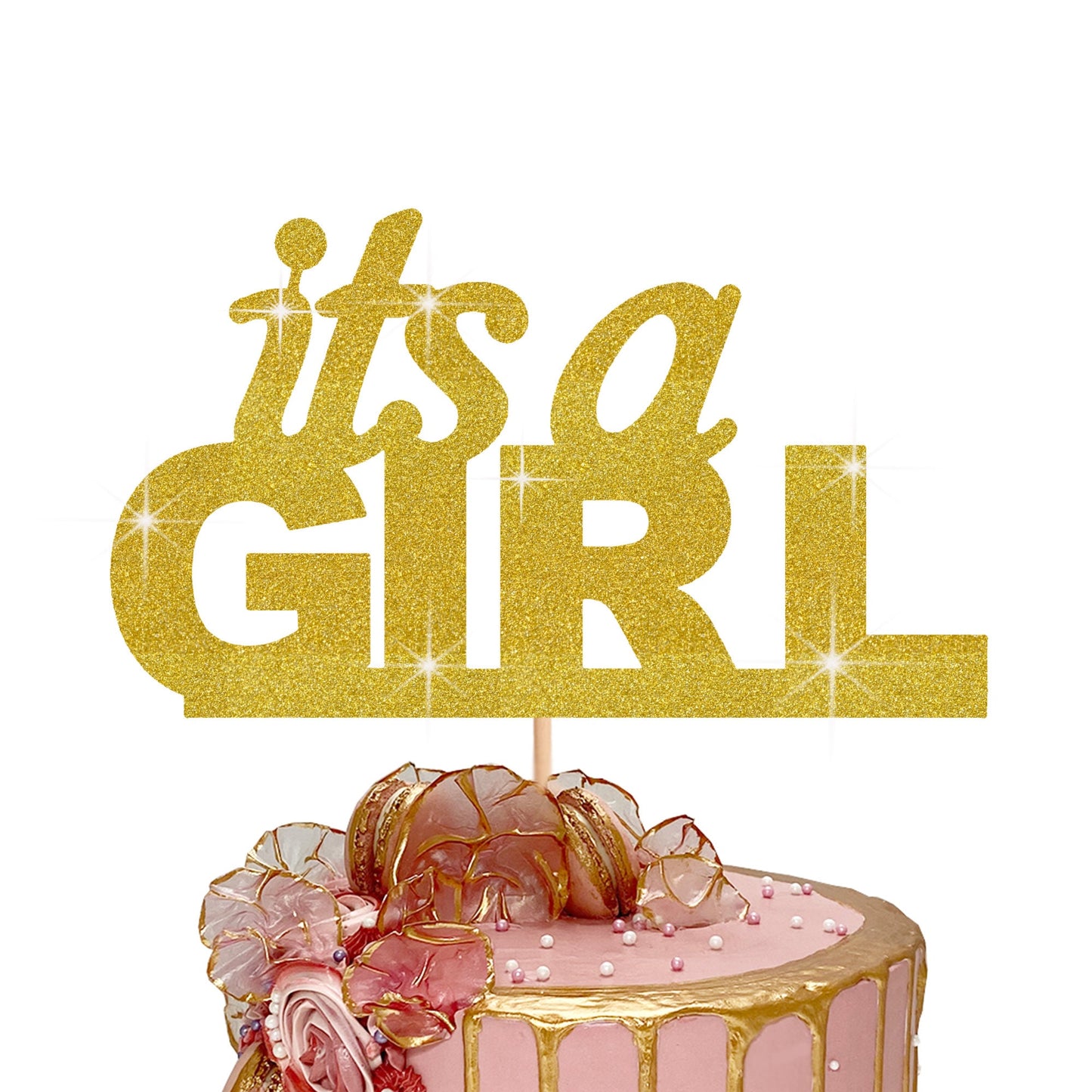 It’s a Girl cake topper, Cake Topper, Baby Shower Cake Topper, Baby Shower Décor, Baby Girl Cake Topper, Glitter Cake Topper, Double Sided