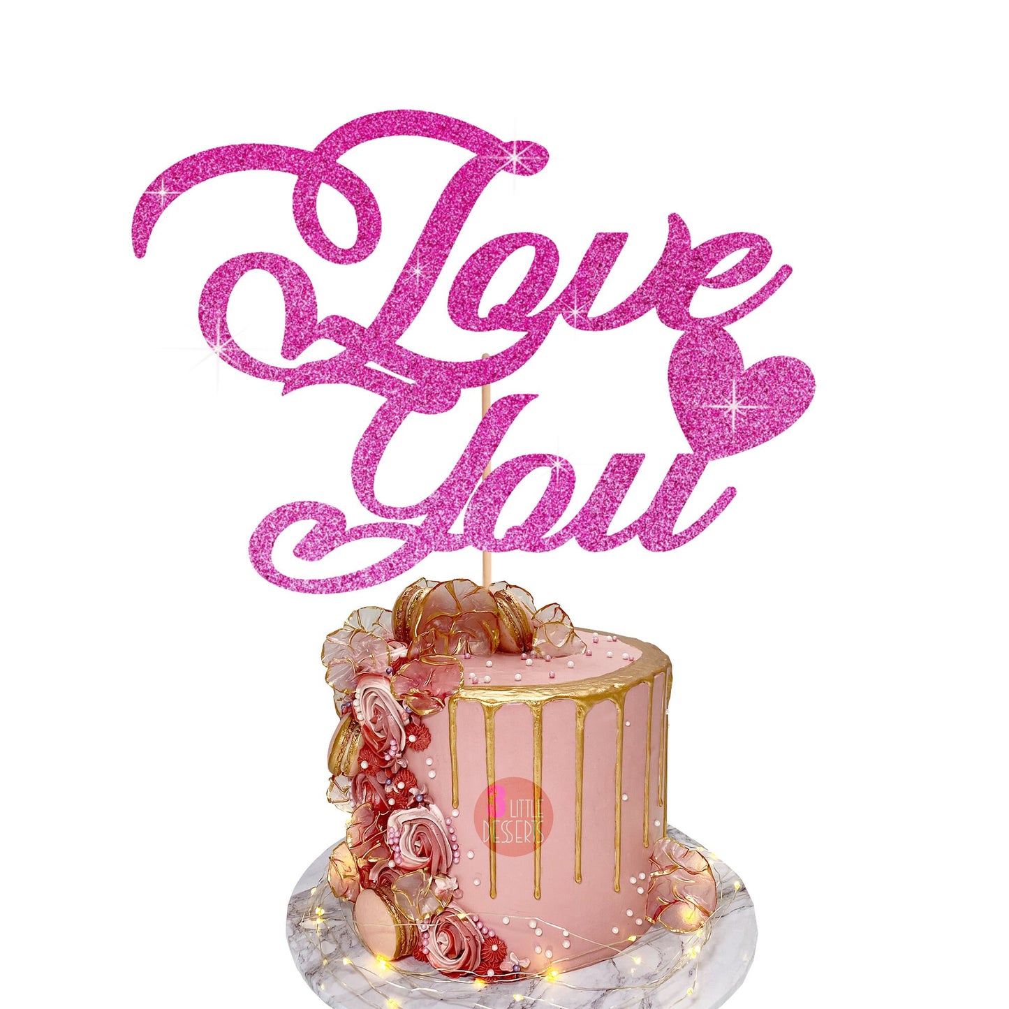 Valentines Day Cake Topper, Love You Cake Topper, Double Sided