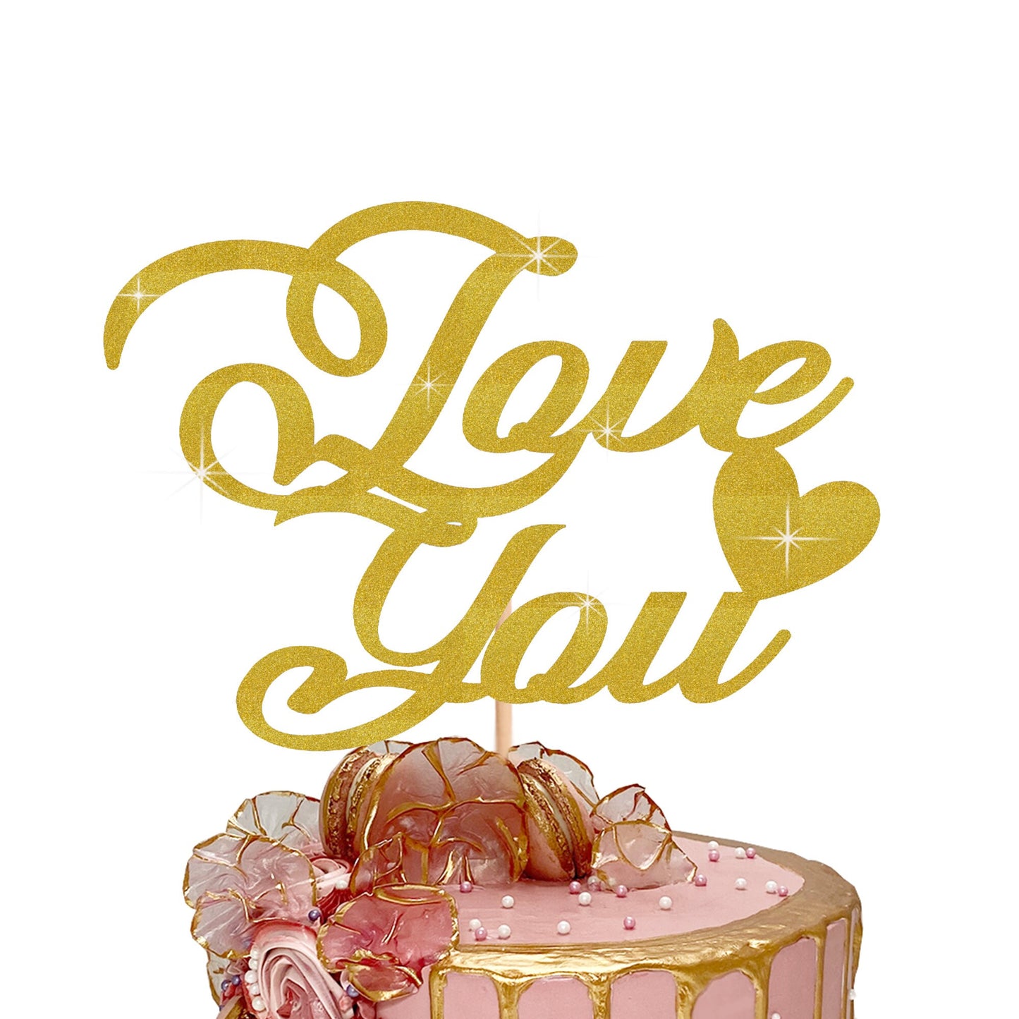 Valentines Day Cake Topper, Love You Cake Topper, Double Sided