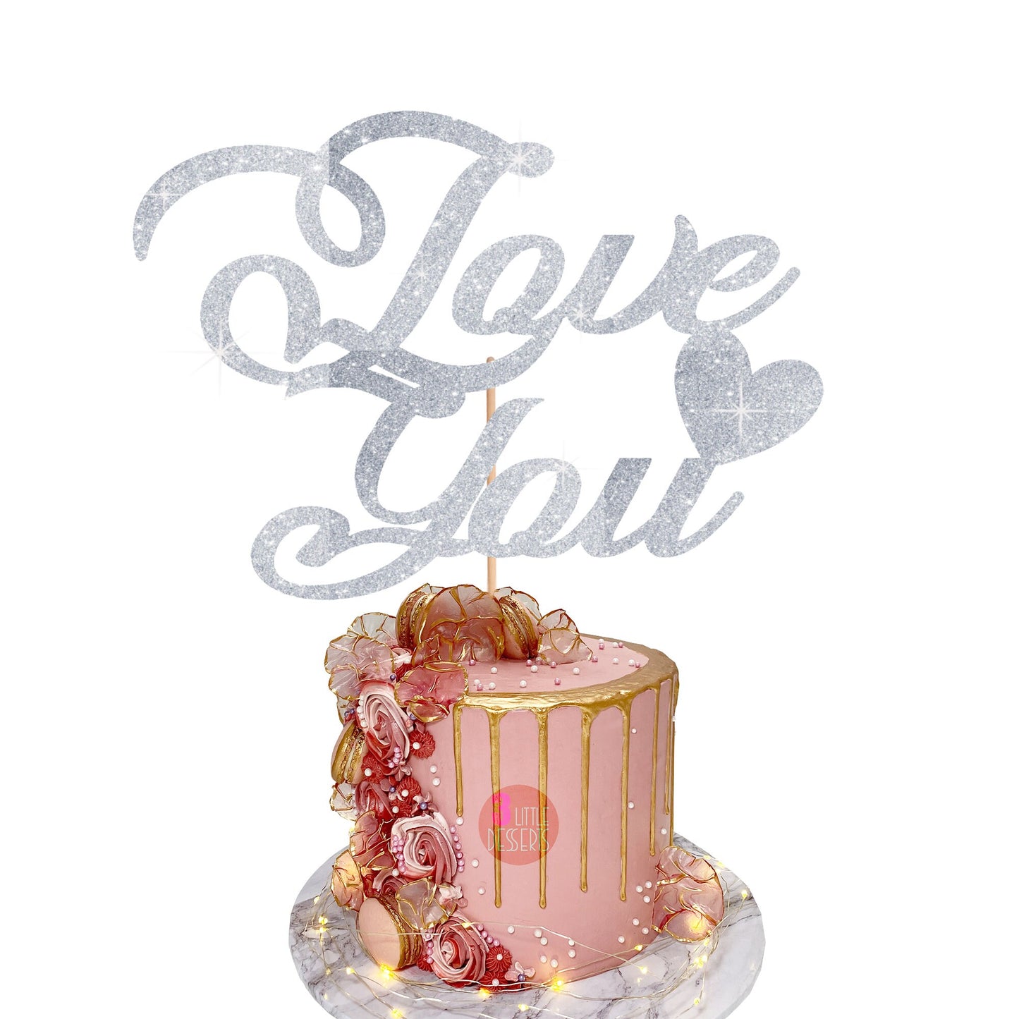 Valentines Day Cake Topper, Love You Cake Topper, Double Sided