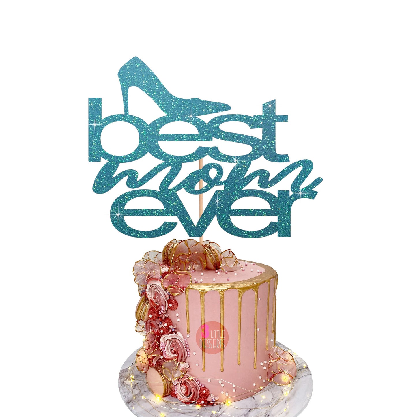 Mother's Day Cake Topper | Best Mom Ever Cake Topper | Mother's Day Cake Topper | Double Sided 500gsm | Non-Shed Glitter Cardstock