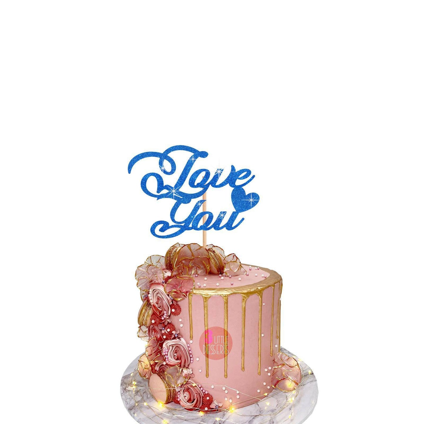 Valentine's Cake Topper | Love You Cake Topper | Valentines Celebration | Love Heart Toppers | Glitter Card