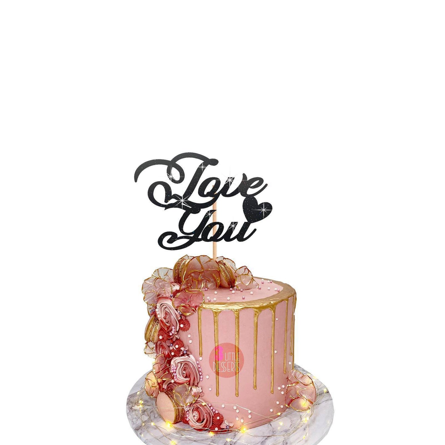 Valentine's Cake Topper | Love You Cake Topper | Valentines Celebration | Love Heart Toppers | Glitter Card