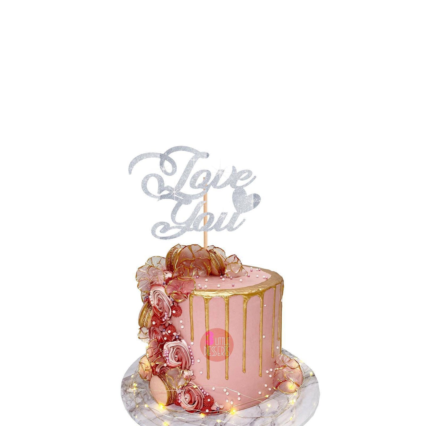 Valentine's Cake Topper | Love You Cake Topper | Valentines Celebration | Love Heart Toppers | Glitter Card