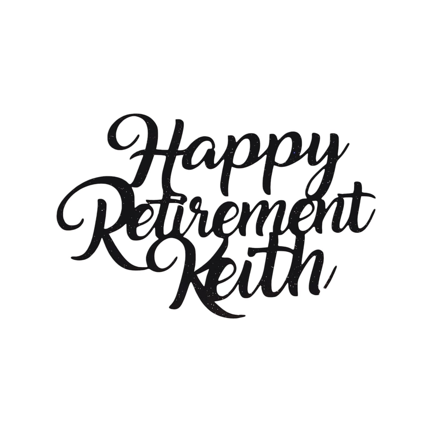 Personalised Happy Retirement Cake Topper, By 3 Little Desserts, Double Sided Glitter Card Toppers