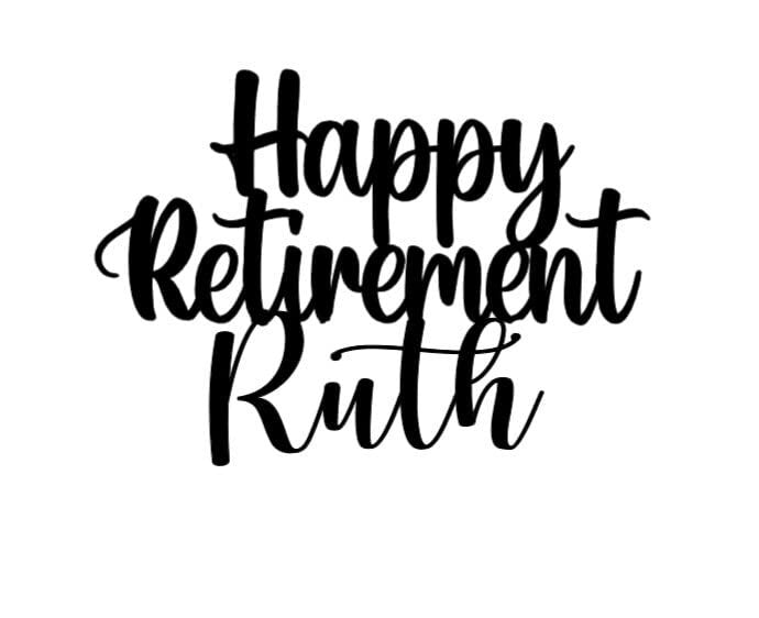 Personalised Happy Retirement Cake Topper, By 3 Little Desserts, Double Sided Glitter Card Toppers