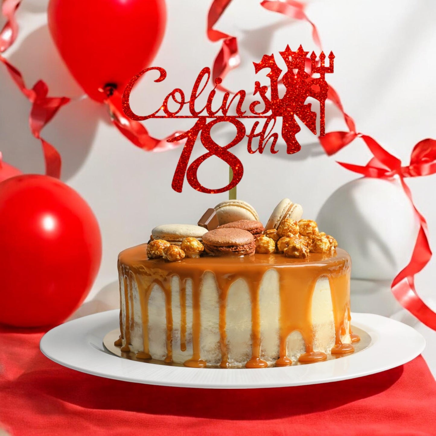 Red Devil Happy Birthday Cake Topper, By 3 Little Desserts, Football Toppers