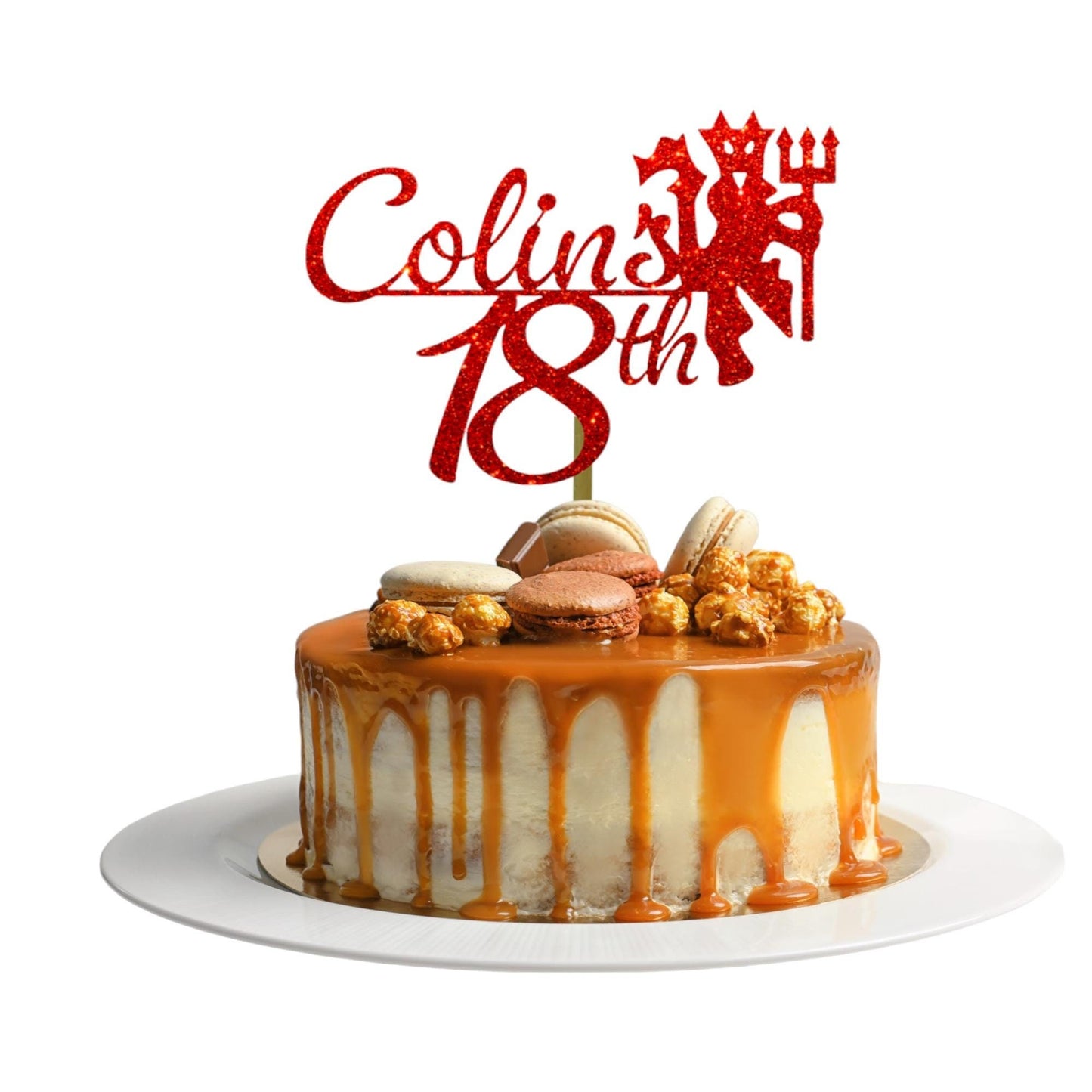 Red Devil Happy Birthday Cake Topper, By 3 Little Desserts, Football Toppers