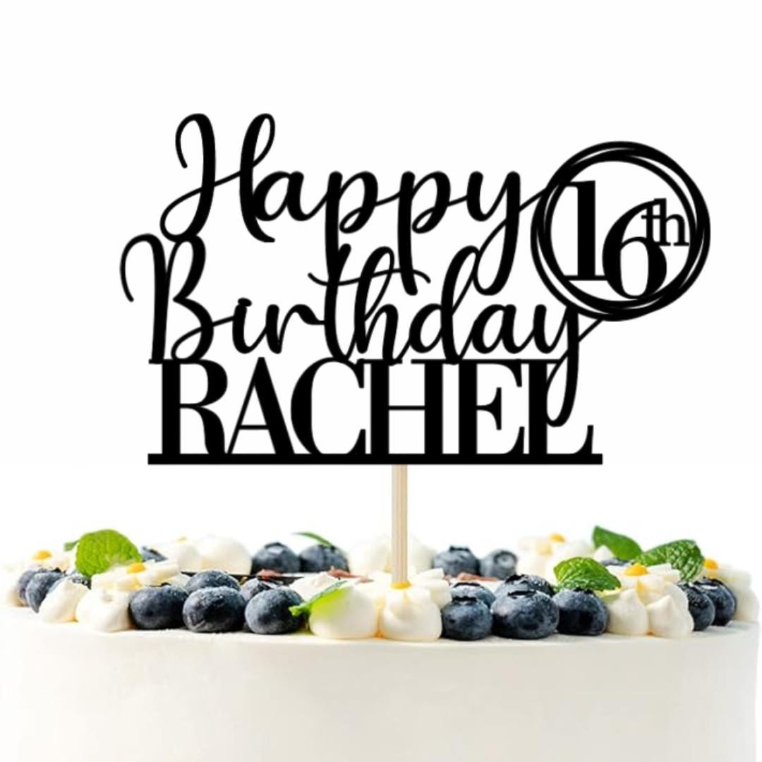 Sweet 16 Cake Topper, Happy 16th Birthday Cake Topper, Custom Cake Topper, 16th Birthday Cake Topper, Personalised Topper, Party Supplies
