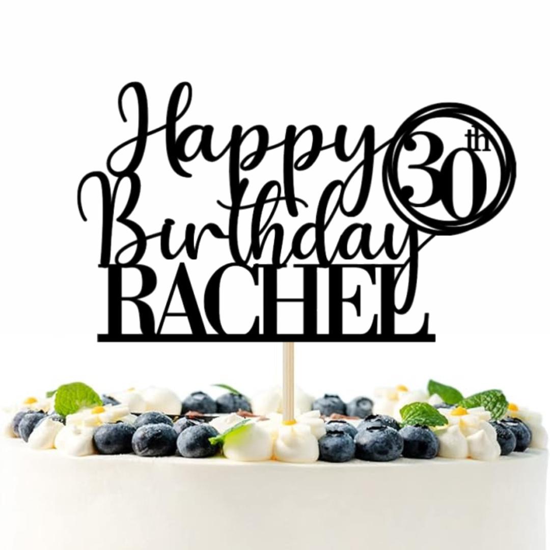 Personalised Happy Birthday Cake Topper, 30th Birthday Cake Topper, Custom Cake Decoration with Any Name Age, 30th birthday cake decorations