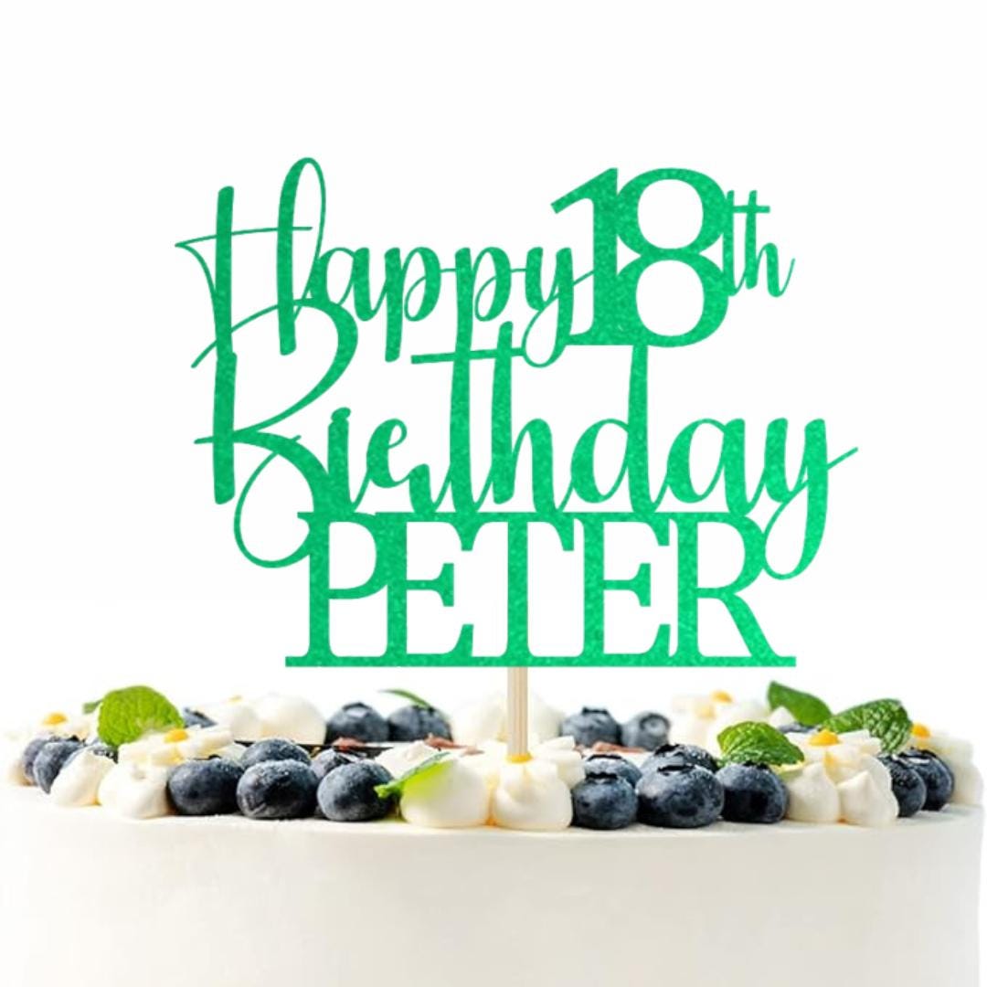 Personalised Happy Birthday Cake Topper Custom Cake Decoration with Any Name Age Multicolour Glitter Cake Topper 16th 18th 21st 30th 60th