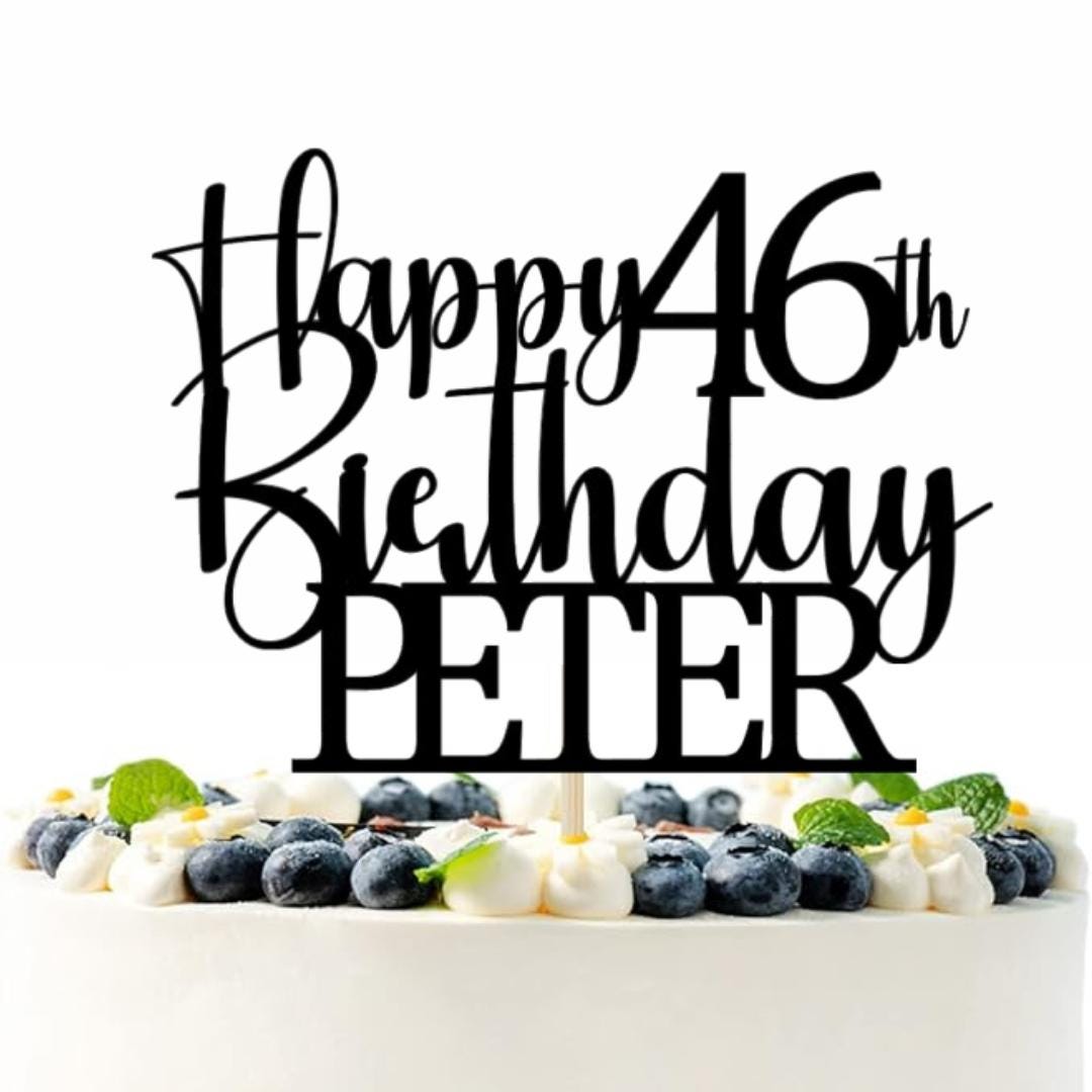 Personalised Happy Birthday Cake Topper Custom Cake Decoration with Any Name Age MultiColored Glitter Cake Topper 10th 20th 30th 46th 50th