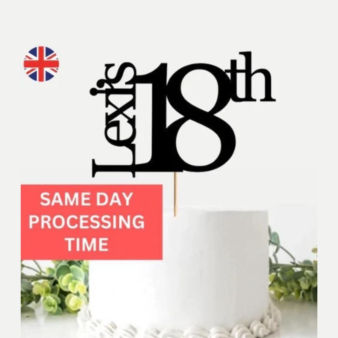 Personalised Happy Birthday Cake Topper Custom Cake Decoration with Any Name Age MultiColored Glitter Cake Topper 1st 13th 16th 18th 21st