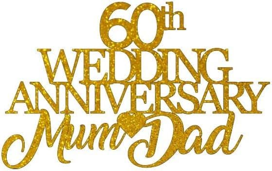 50th Wedding Anniversary Mum & Dad Glitter Card Cake Topper Golden Wedding Anniversary Toppers GOLD Personalised Custom toppers Decoration