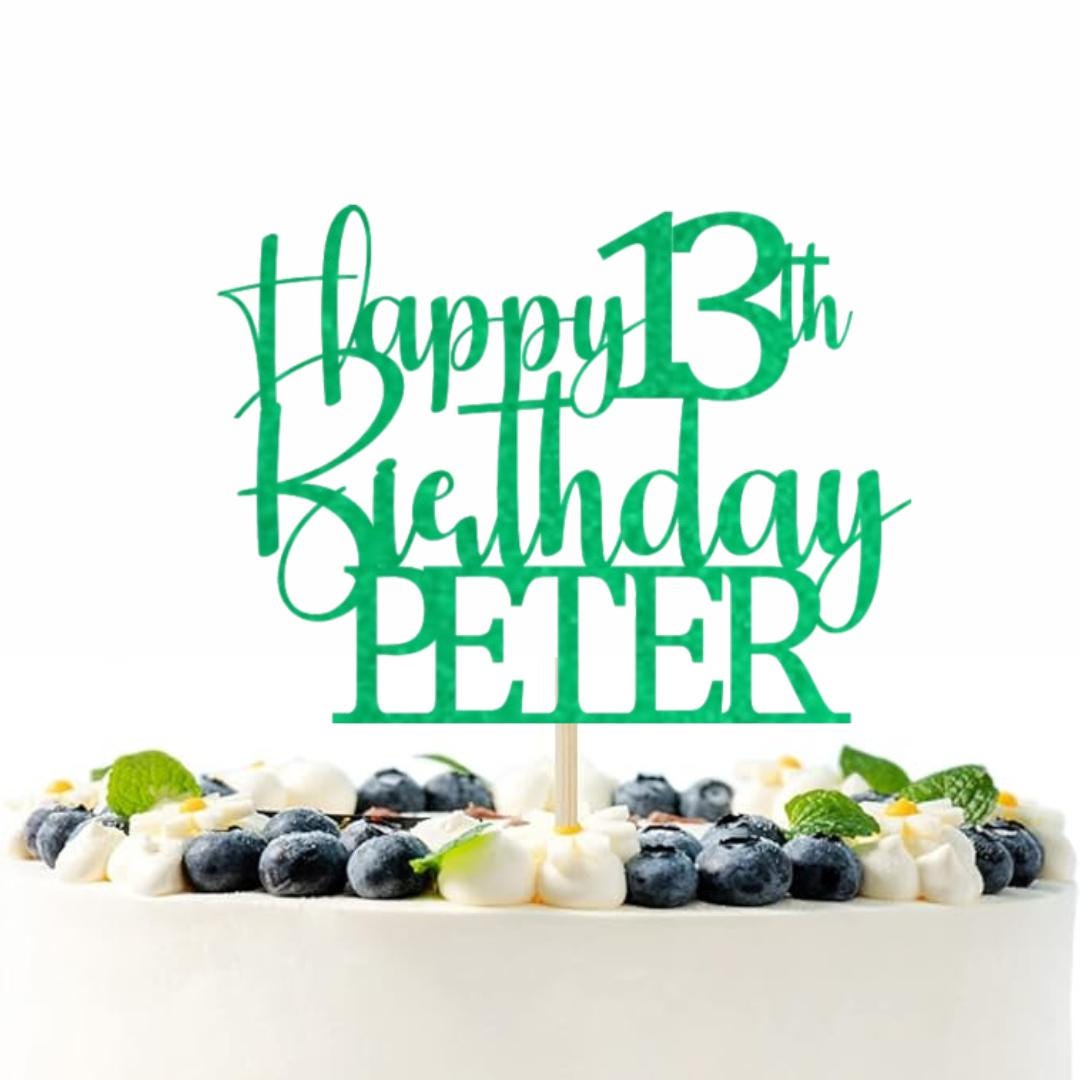 Personalised Custom Glitter Happy Birthday Party Decoration Cake Topper Any Age & Name 10 13th 14th 15th 16th 18th 21st 25th 30th 25th 30th