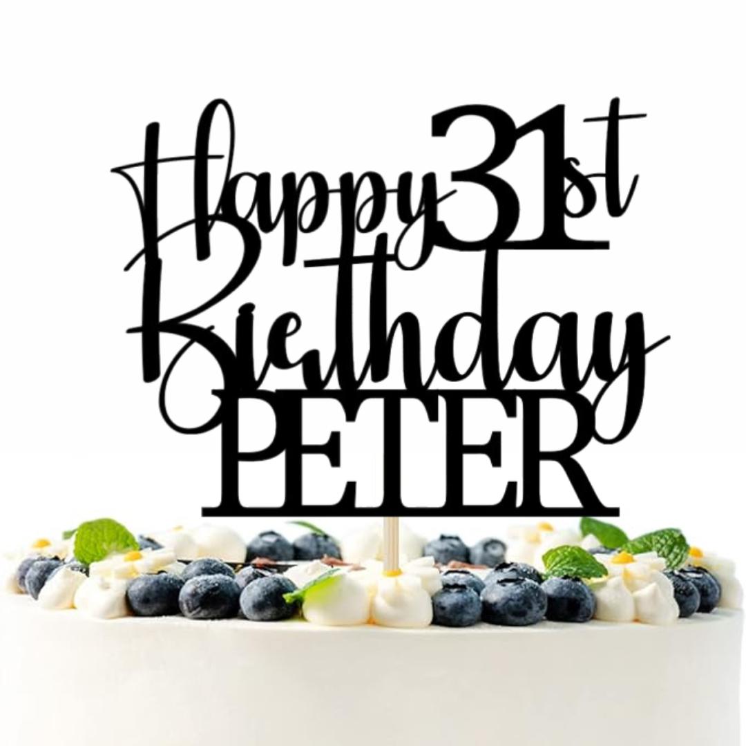 Personalised Happy Birthday Cake Topper Custom Cake Decoration with Any Name Age MultiColored Glitter Cake Topper 16th 18th 21st 31st 41st