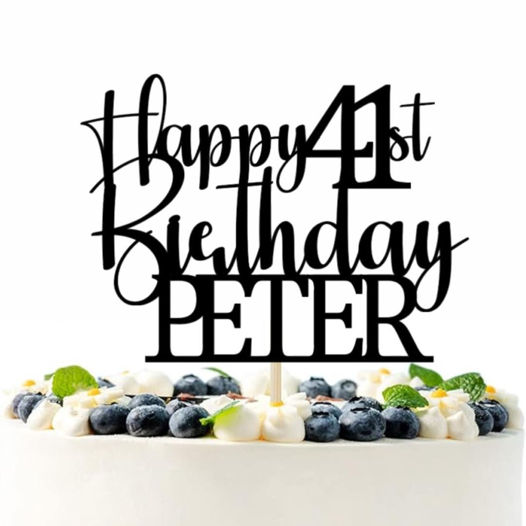 Personalised Happy Birthday Cake Topper Custom Cake Decoration with Any Name Age MultiColored Glitter Cake Topper 21st 31st 41st 51st 61st