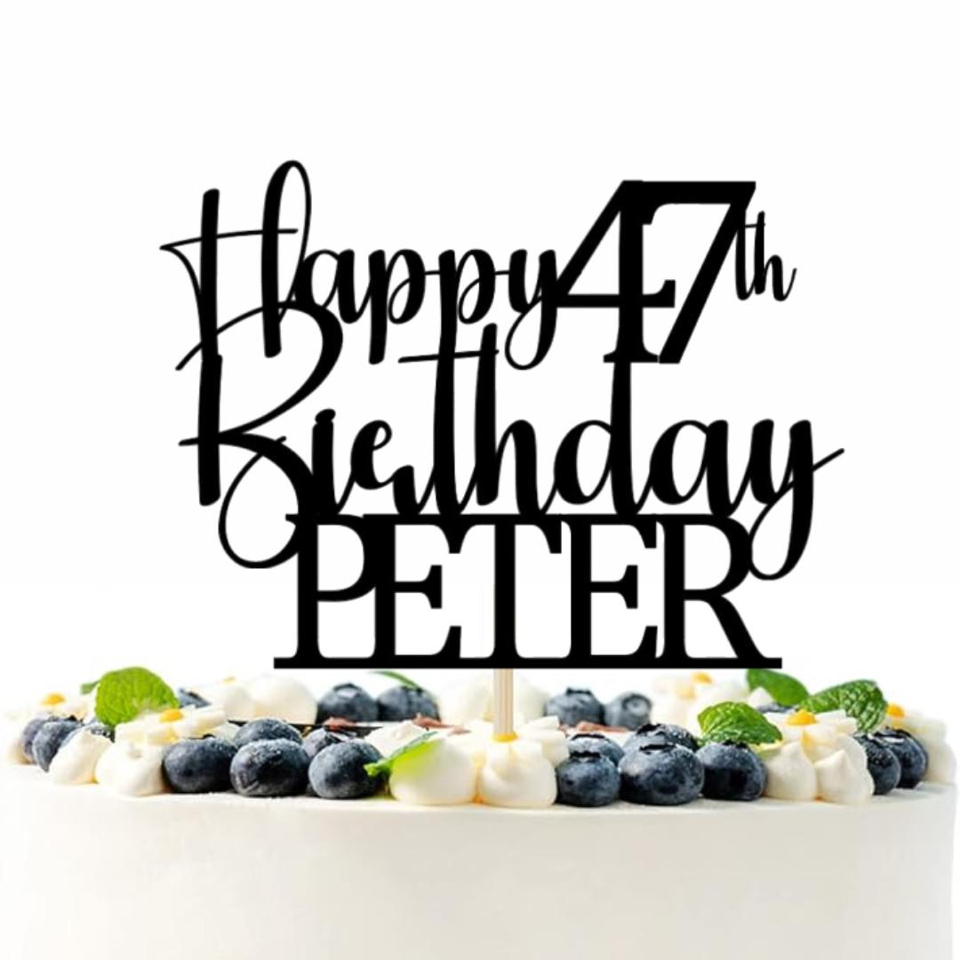 Personalised Happy Birthday Cake Topper Custom Cake Decoration with Any Name Age MultiColored Glitter Cake Topper 15th 25th 35th 47th 50th