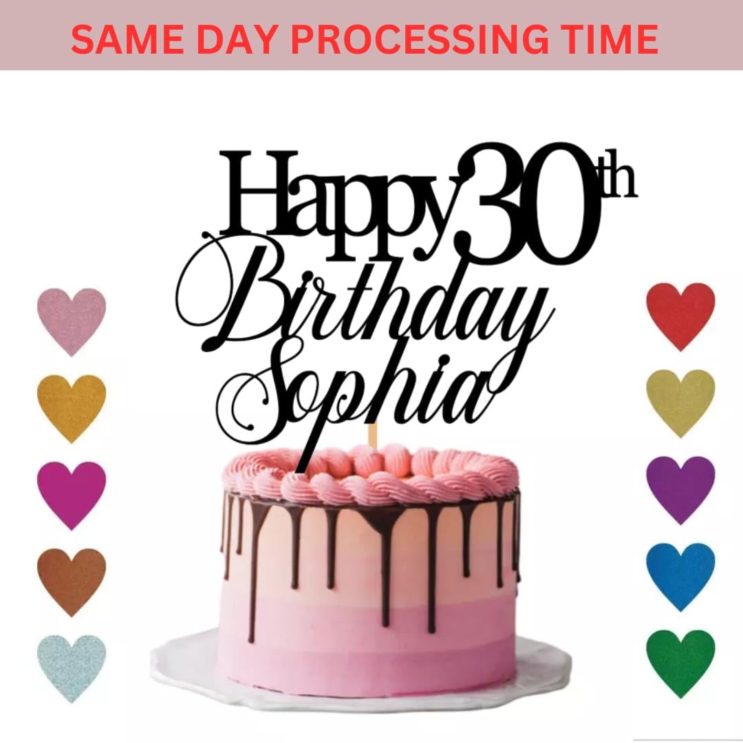 30th Birthday Cake Topper, Happy 30th Birthday Cake Topper, 30 Cake Topper, Custom Cake Topper, Personalised Cake Topper, Party Supplies