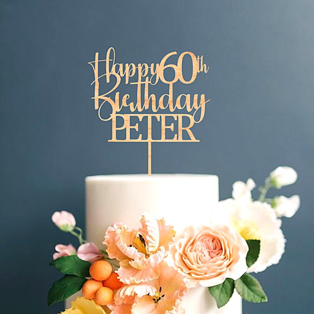Personalised Wooden Happy Birthday Party Decoration Custom Cake Topper Any Age & Name Mum Dad Grandma Grandad 30th 40th 50th 60th 70th 80th