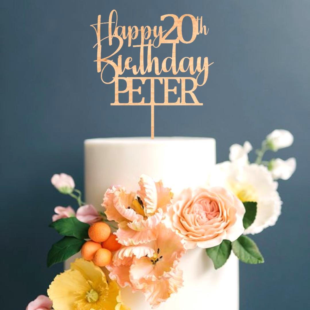 Personalised Wooden Happy Birthday Party Decoration Custom Cake Topper Any Age & Name Mum Dad Grandma Grandad 30th 40th 50th 60th 70th 80th