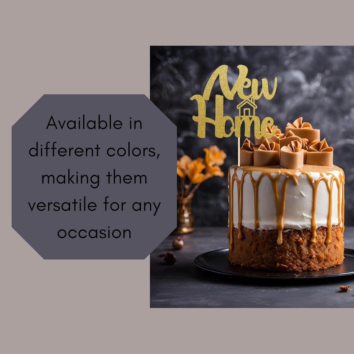 NEW HOME Cake Topper Glitter Cardstock Housewarming Decoration Centerpiece Toppers GOLD Welcome Home Party Decoration Housewarming Topper