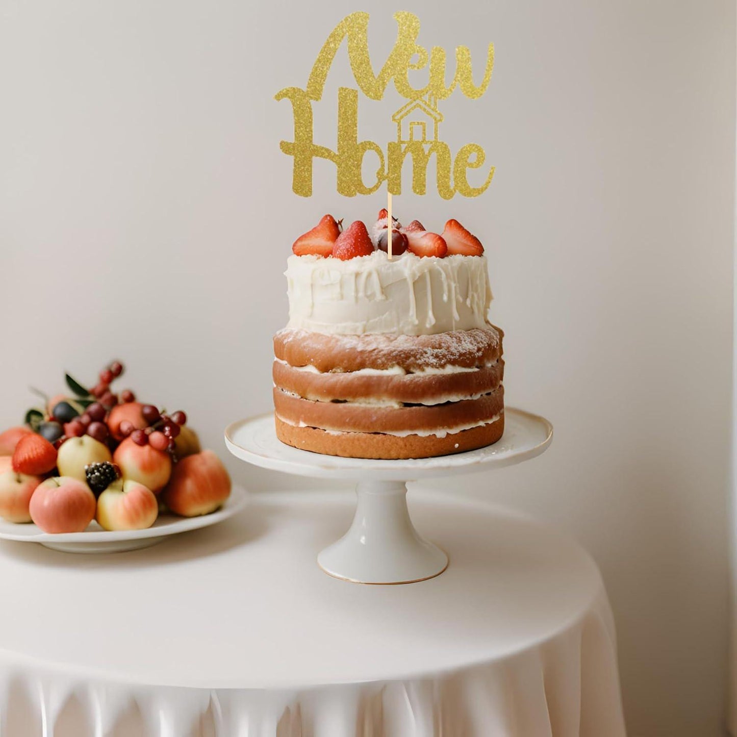 NEW HOME Cake Topper Glitter Cardstock Housewarming Decoration Centerpiece Toppers GOLD Welcome Home Party Decoration Housewarming Topper