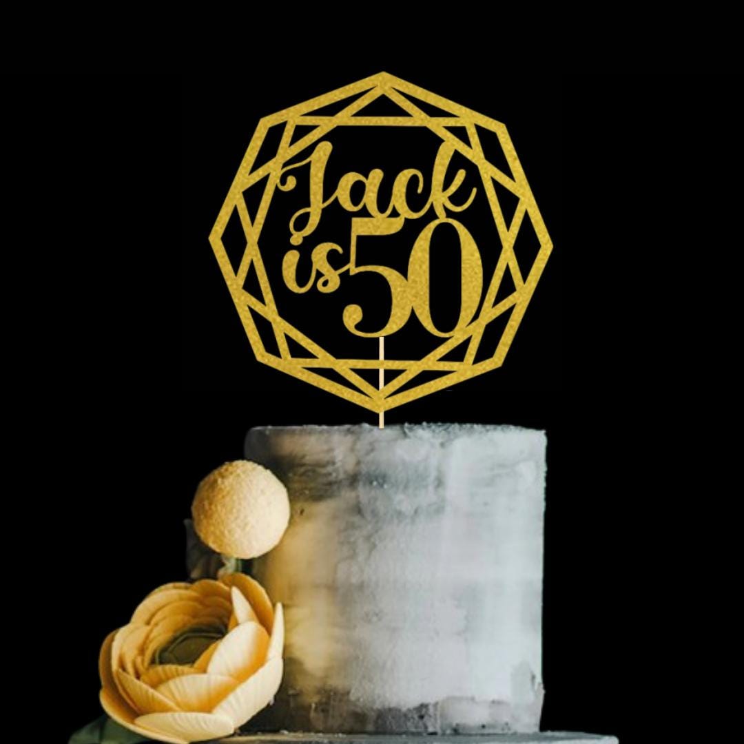 Personalised Happy Birthday Cake Topper, 50th Birthday Cake Decorations, 50th Birthday Cake Topper, Custom Cake Decoration with Any Name Age